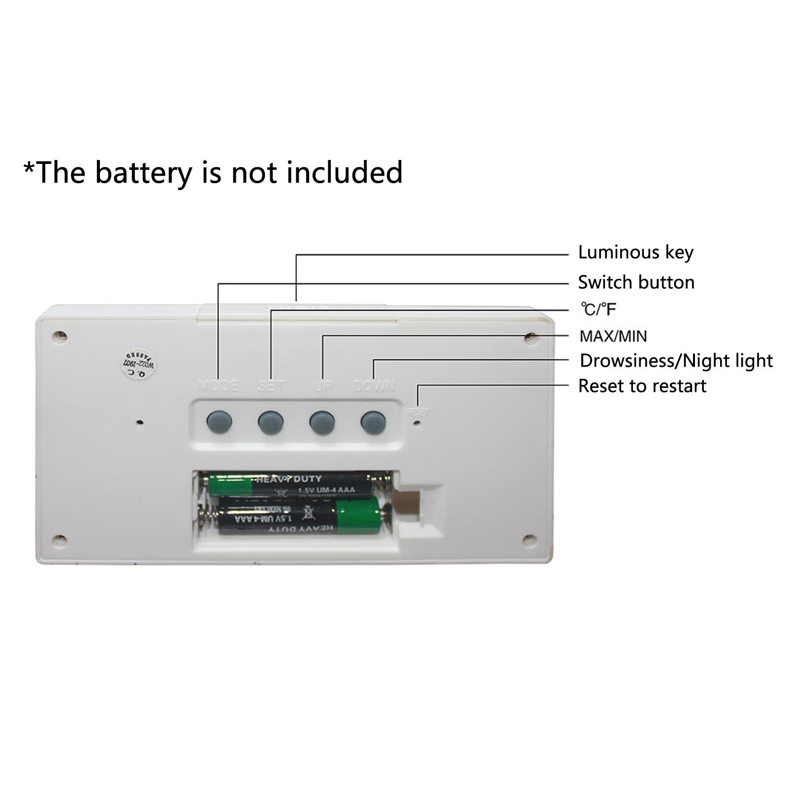 Đồng hồ điện tử LCD hiển thị Nhiệt độ Độ ẩm, Mặt số bằng nhựa, độ cứng cao, chống mài mòn
