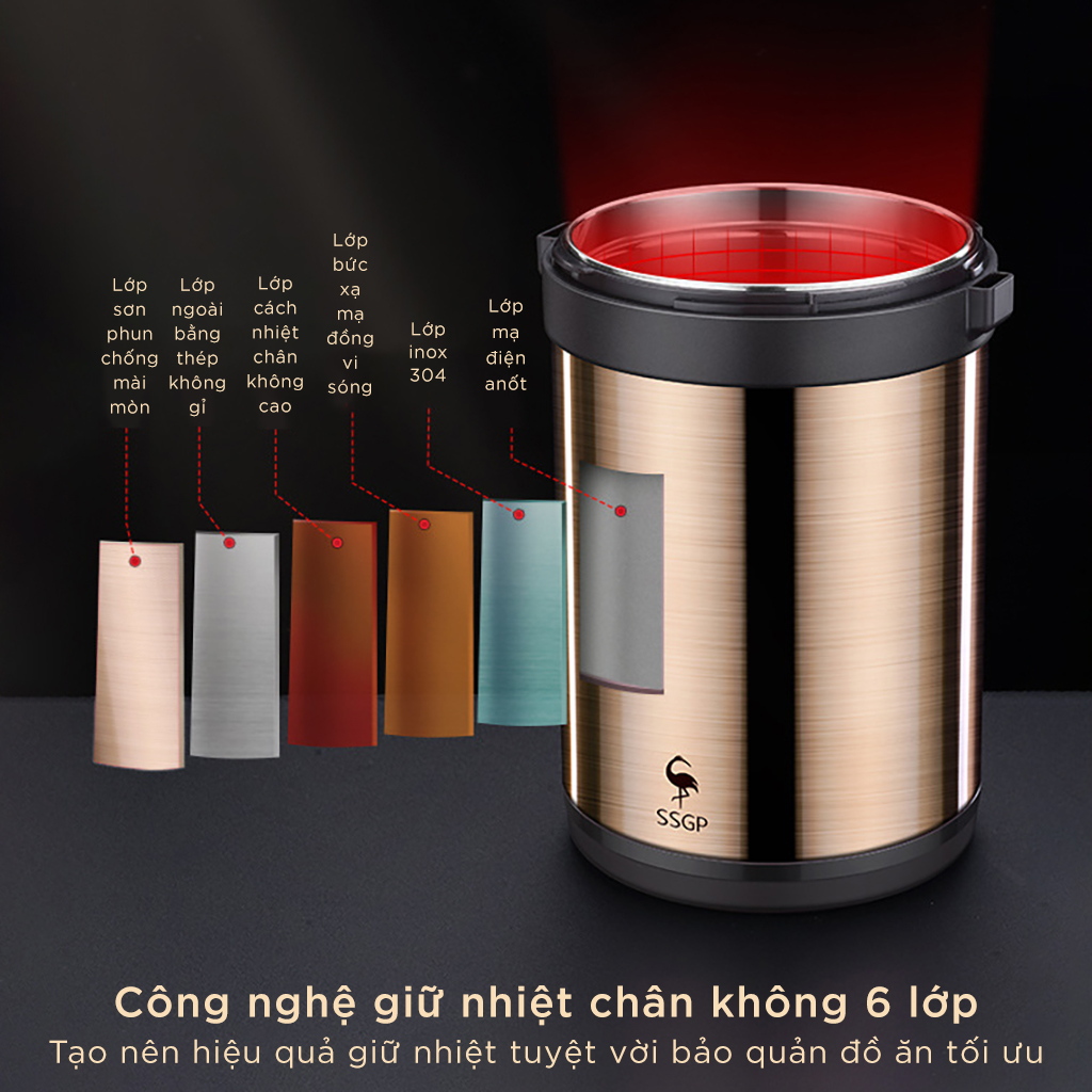 Hộp Đựng Cơm Giữ Nhiệt Inox 304 Văn Phòng 2 Tầng 1600ml 2000ml Cao Cấp Đạt Chất Lượng Đức SSGP