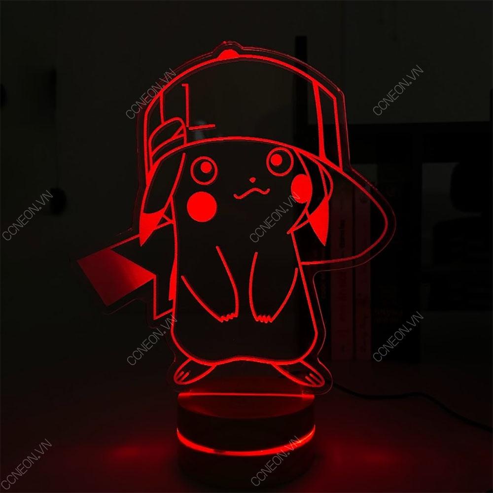 Đèn Led 3D Pikachu - Đèn Led 16 Màu Hình Nhân Vật Hoạt Hình, Đèn Ngủ Led 3d, Cảm Ứng , Điều Khiển Từ Xa