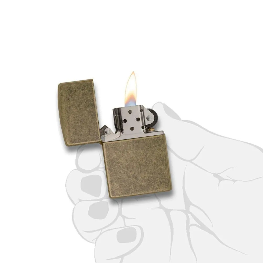 Bật lửa Zippo Antique Brass - Dòng Đồng Giả Cổ Chính Hãng Mỹ, Vỏ Đồng Thau Bền Bỉ, Phong Cách Retro Bụi Bặm
