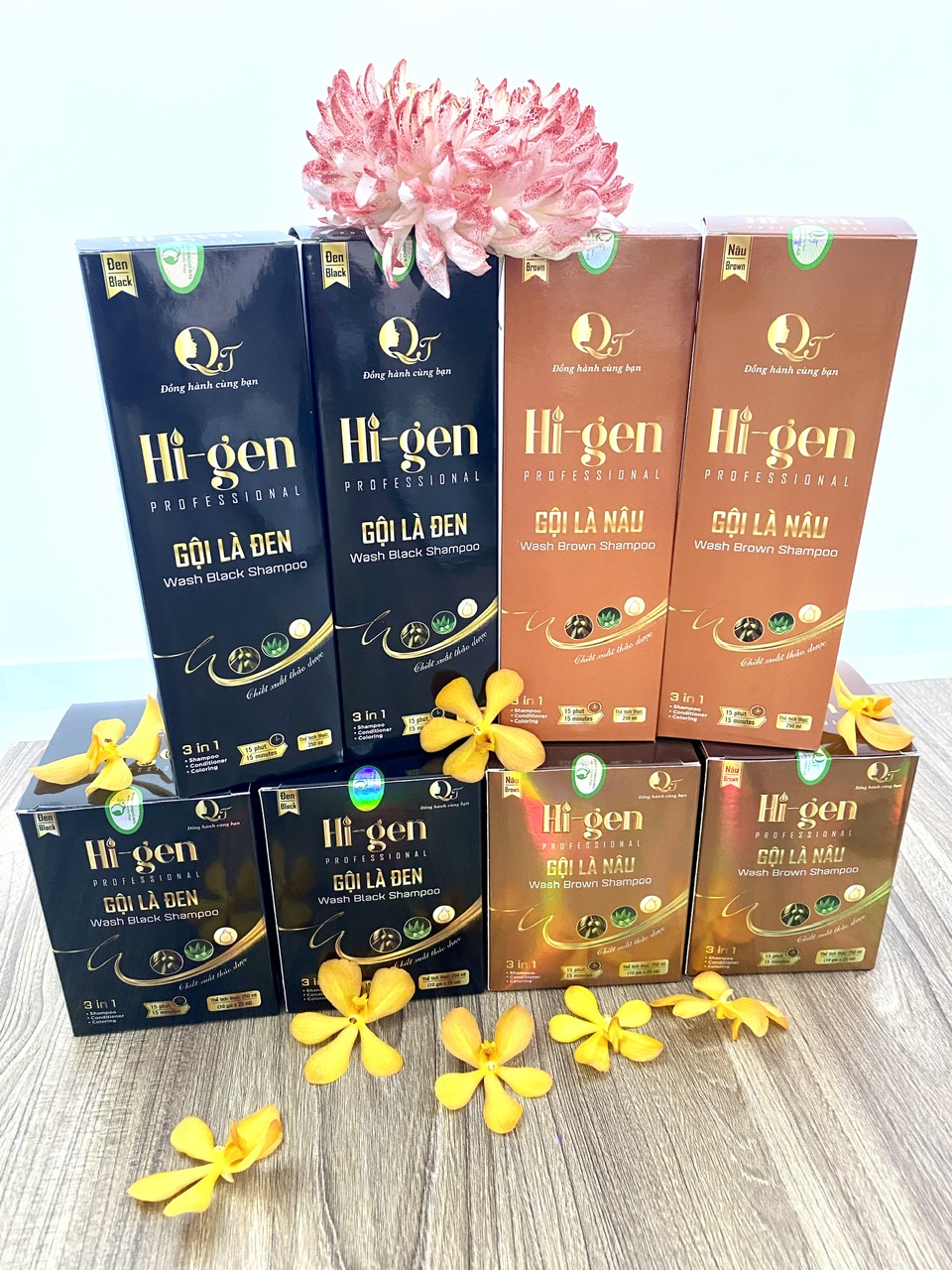 Dầu Gội Phủ Bạc, Gội là đen Hi-gen gói 25ml (Hộp 10 gói)