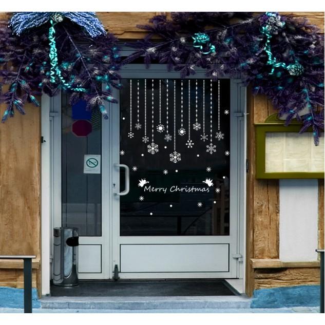 Decal trang trí Noel - Rèm dây kim tuyến hoa sao