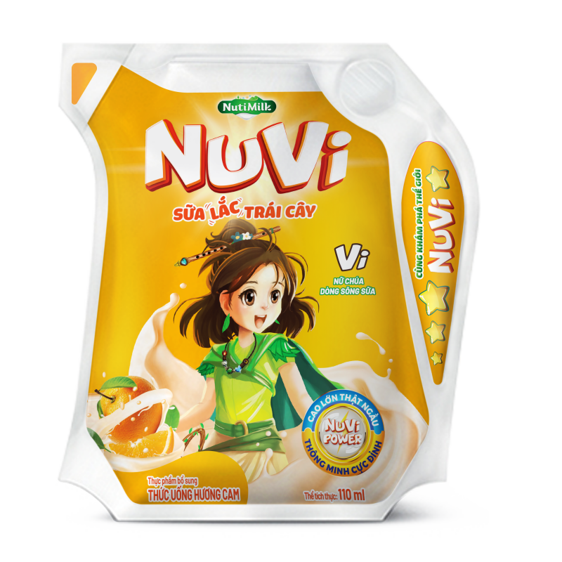 Thùng 24 túi NuVi Sữa lắc trái cây hương Cam túi NuVi Power 110 ml TU.NCT110TI NUTIFOOD