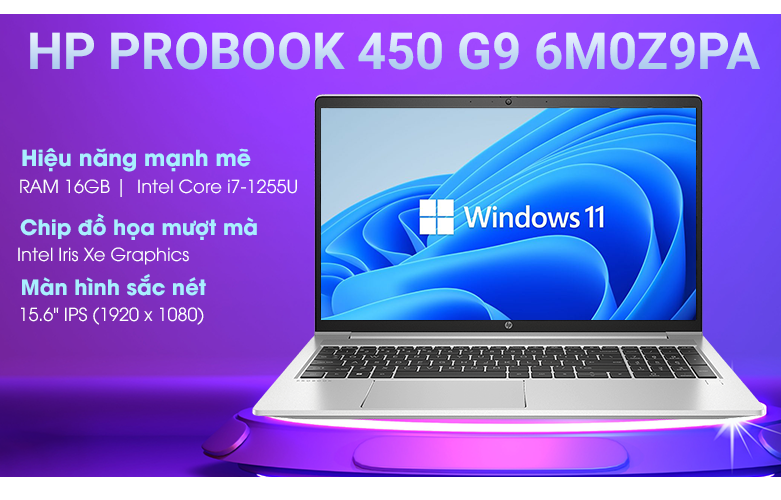 Laptop HP Probook 450 G9 (6M0Z9PA) i7-1255U|16GB|512GB|15.6FHD|Intel Iris Xe|W11SL - Hàng Chính Hãng