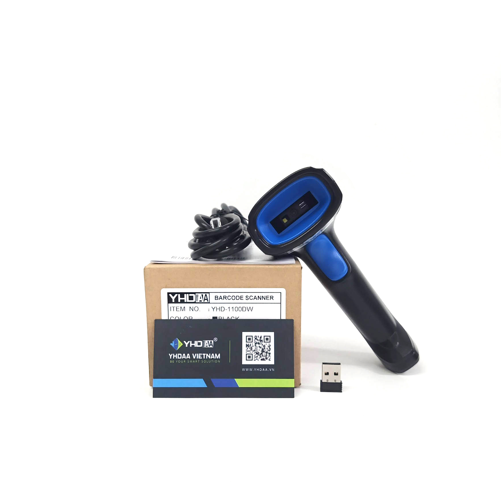 Máy quét mã vạch không dây YHD 1100DW 2D đọc mã vạch Barcode(1D), Qrcode(2D) kết nối đầu thu USB dùng trên Máy tính, Laptop - Hàng Nhập Khẩu