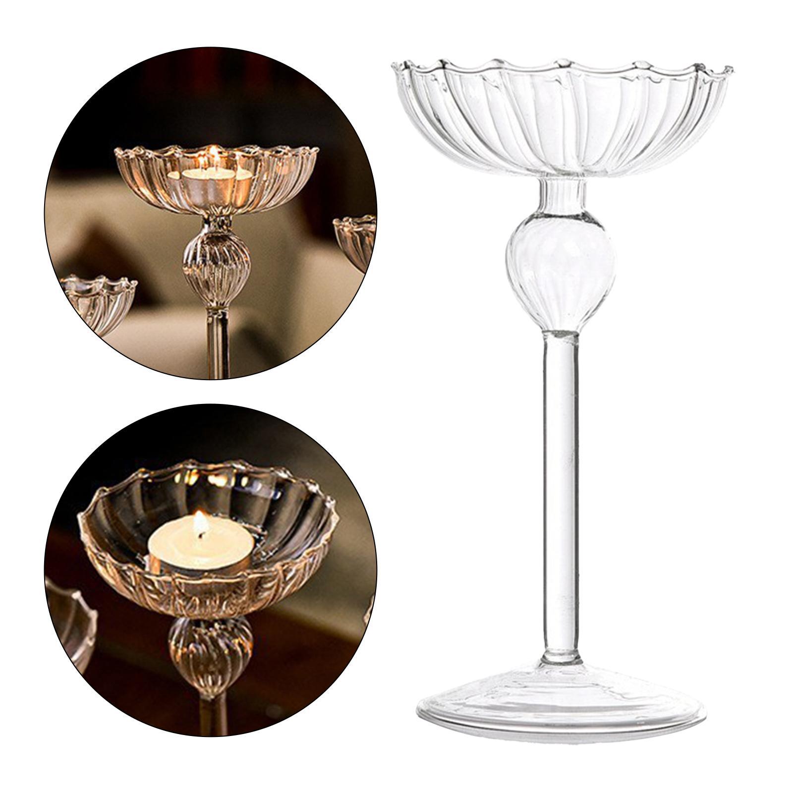 Creative Tealight Candle Holders Glass Candlestick Stand Pillar Candle Holder for Wedding Birthday Festival Housewarming Decor