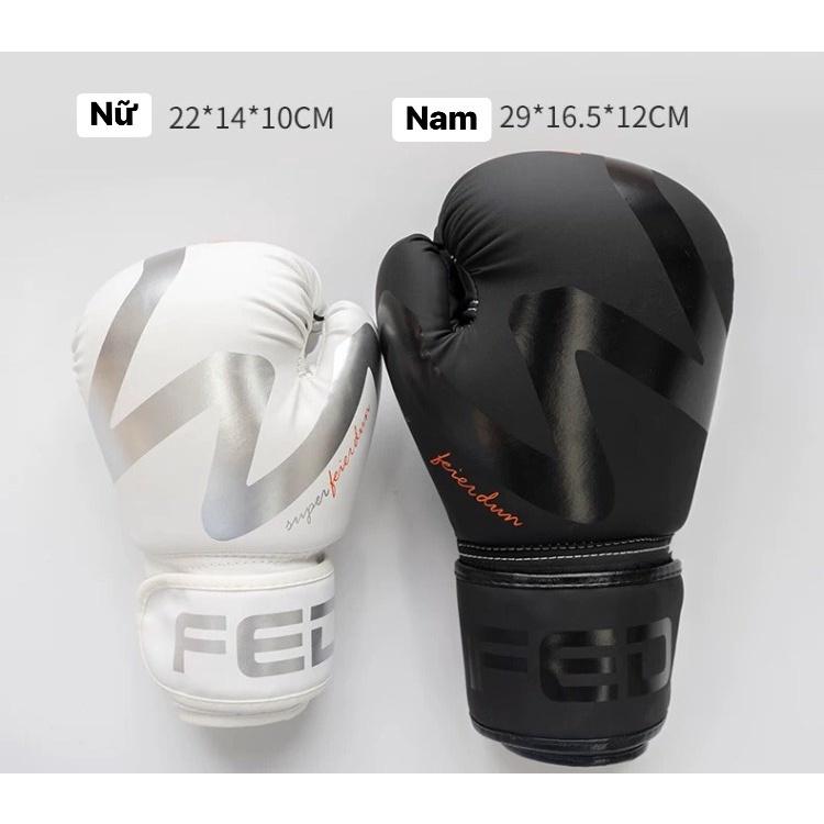 Găng Tay Boxing FED 10oz-6oz cho nam nữ bền đẹp thỏa mái khi tập