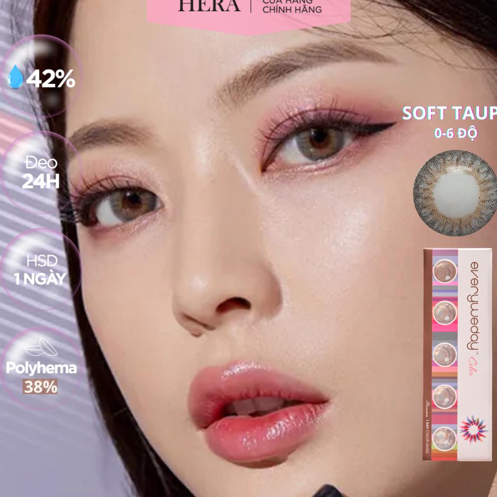 Kính Áp Tròng Hera Nâu Xám Mềm Mại 0 - 6 Độ SOFT TAUPE Nhập Khẩu Hàn Quốc Lens Cận 1 Ngày