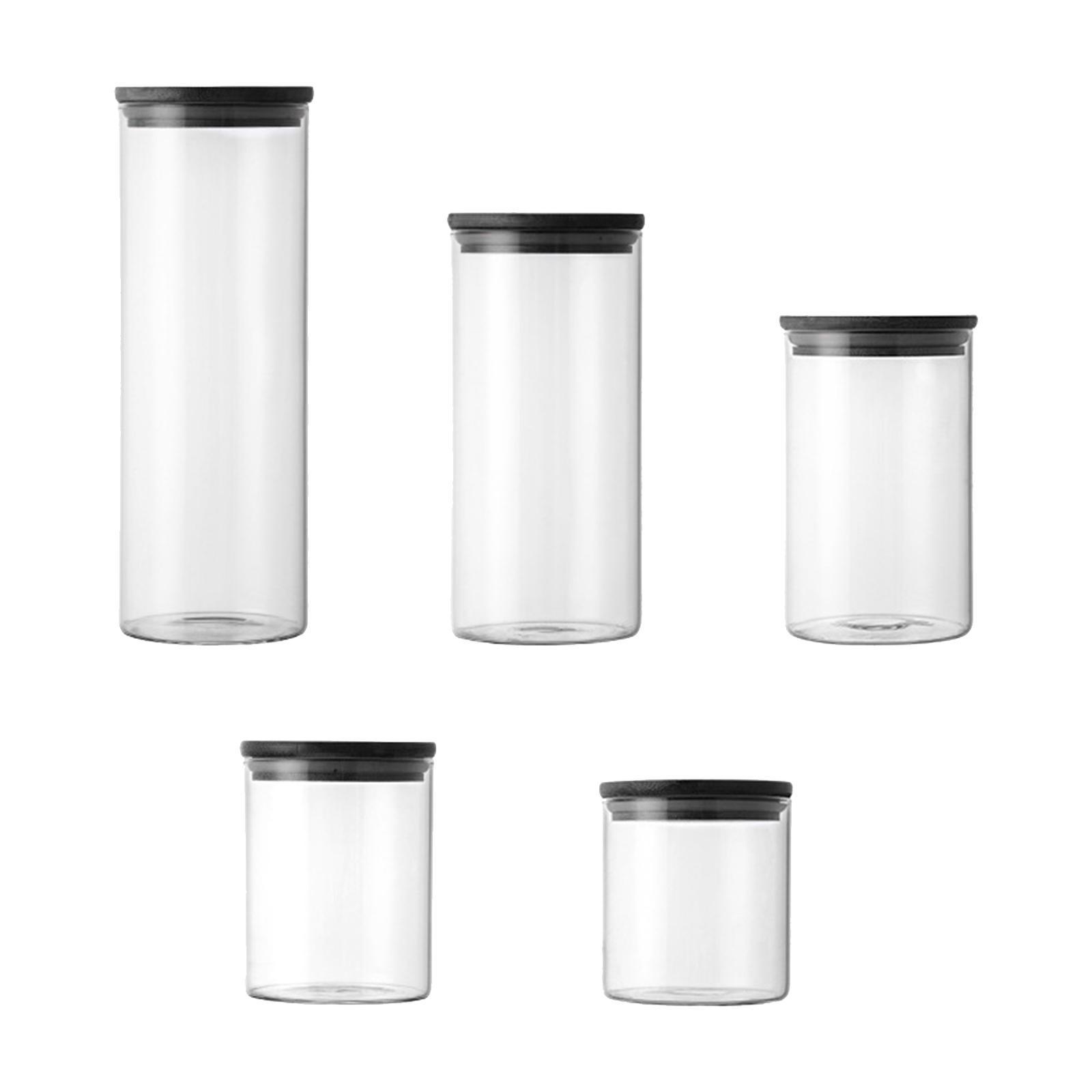 5x Food Storage Canisters Organizer Glass Storage Jar for Candy Spice Grains
