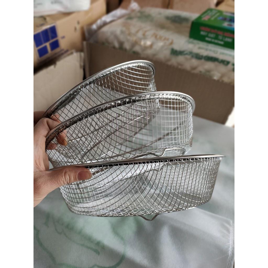 Bộ 3 rổ inox lỗ lưới nhỏ dày dặn đủ kích thước, rổ hình chữ nhật đa năng