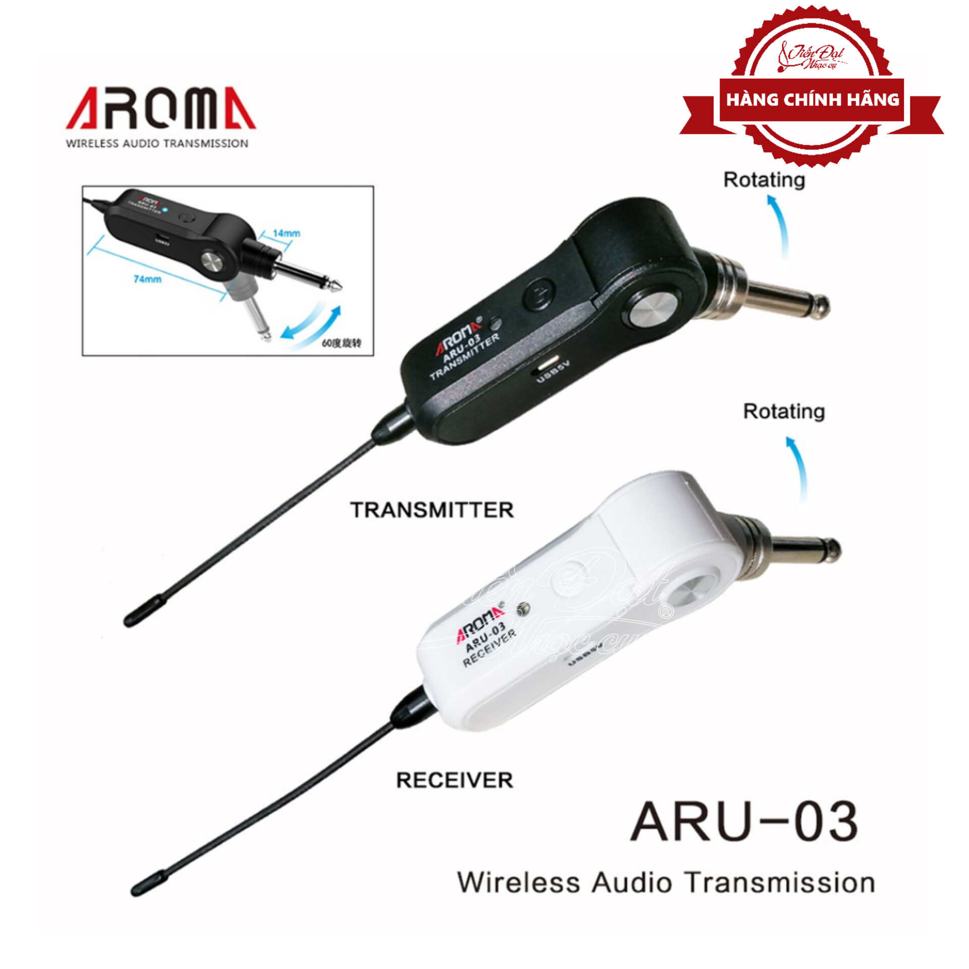 Bộ Thu Phát Tín Hiệu Âm Thanh Không Dây (WIRELESS) AROMA ARU-03 - Hàng Chính Hãng