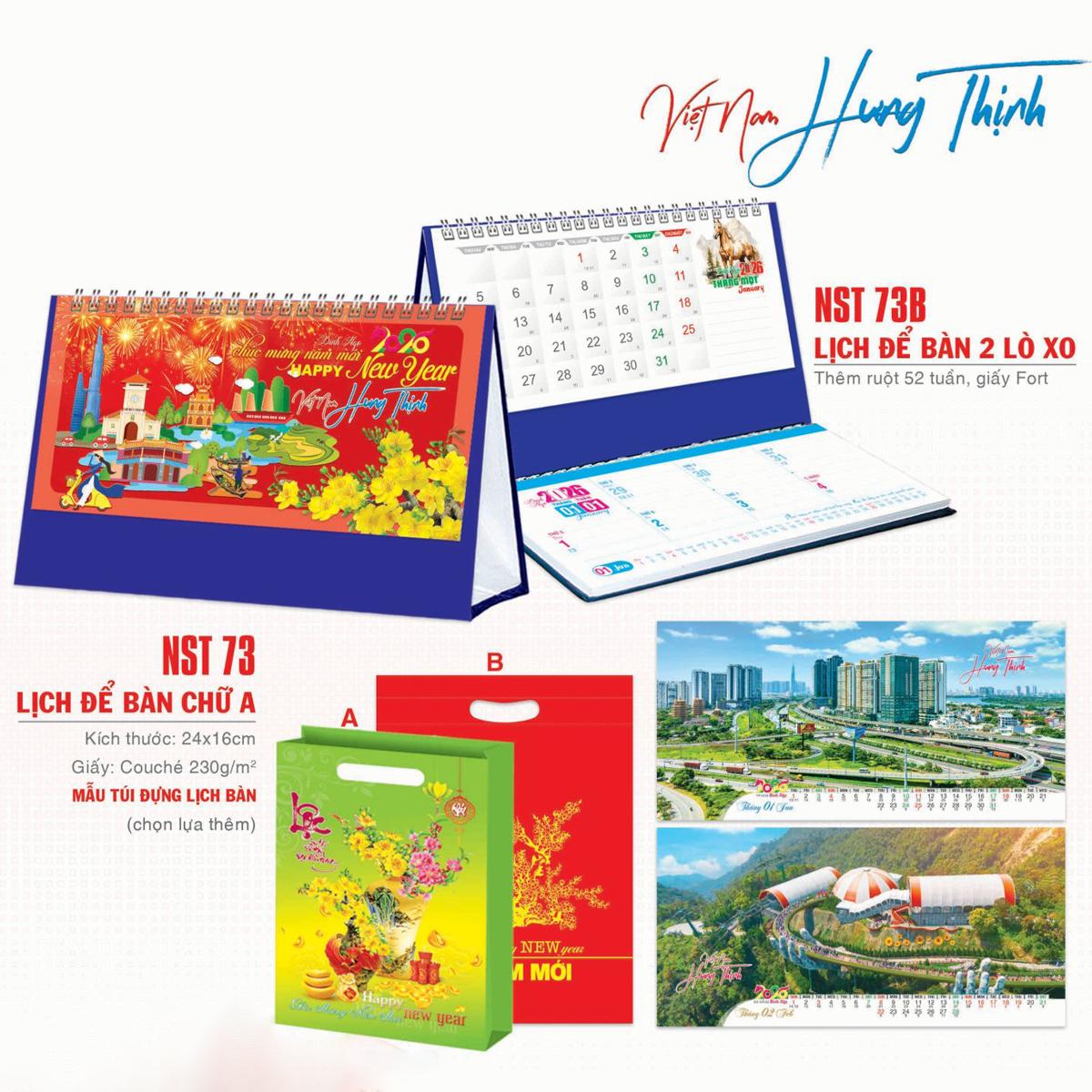 Lịch Để Bàn Chữ A - Việt Nam Hưng Thịnh - NST 73A
