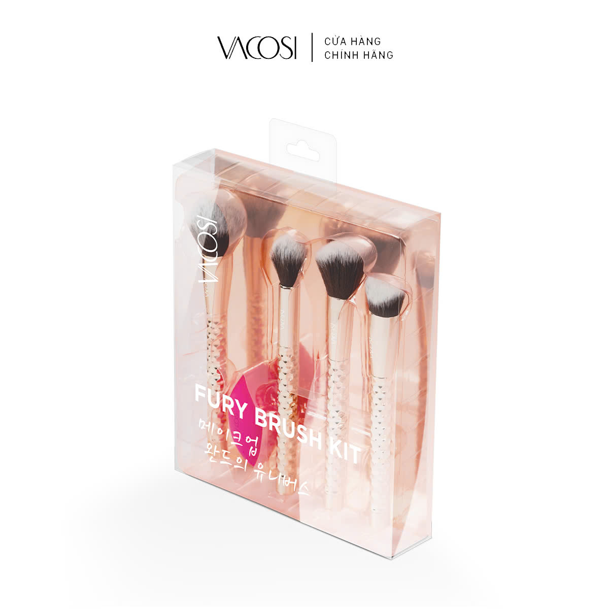 SC05 - BỘ KIT 4 CỌ VÀ 1 BÔNG PHẤN VACOSI, PHIÊN BẢN GOLDEN DRAGON - FURY THE FLAWLESS FACE BRUSH KIT, 5PCS