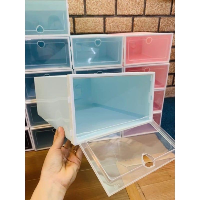 Hộp đựng giày dép lắp ghép thông minh, hộp giày nhựa cứng trong suốt, kệ dép mini