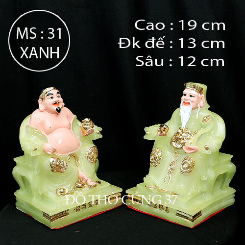 [  Cao 19 cm ] TƯỢNG THẦN TÀI THỔ ĐỊA MÀU XANH - MS 31  [ COMPOSITE + BỘT ĐÁ  ]