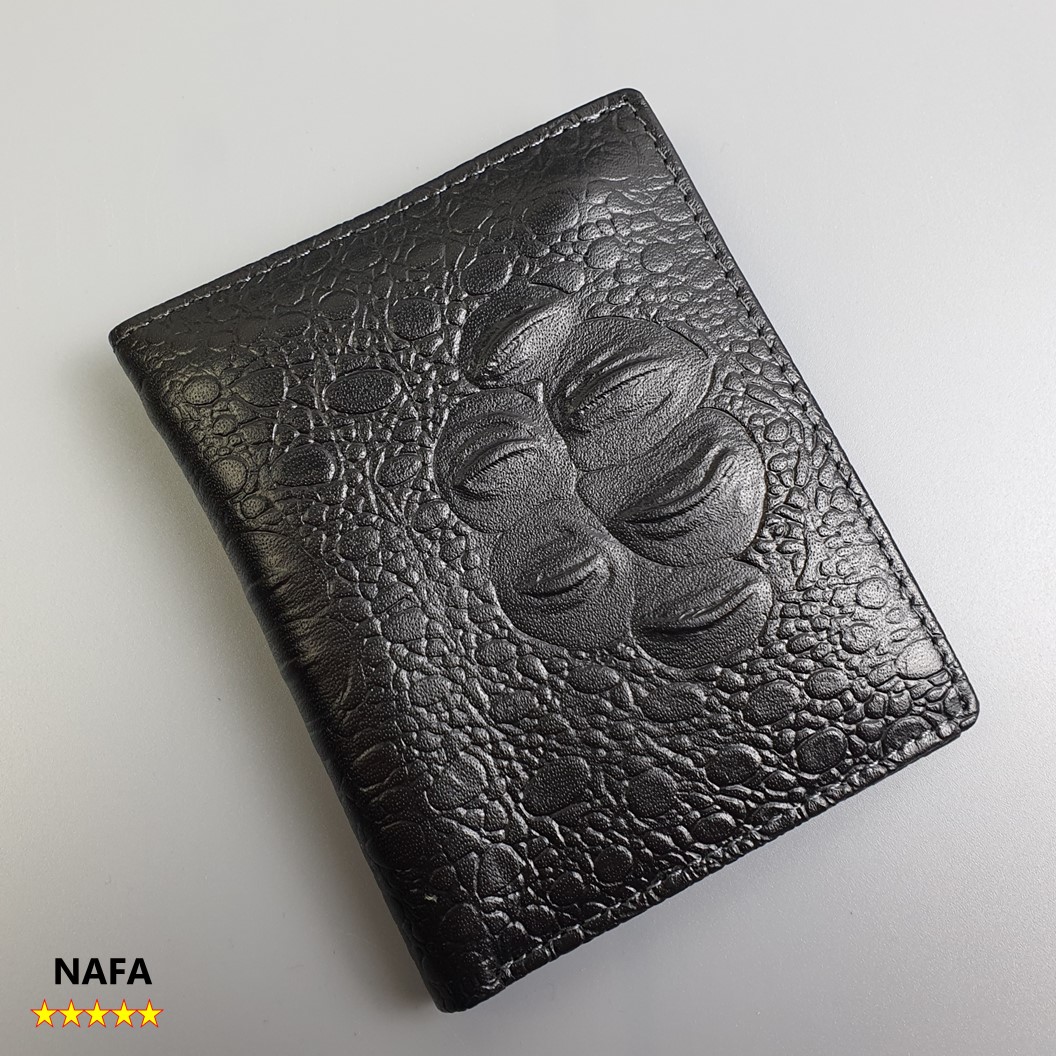 [Da thật] Ví mini, ví đựng thẻ da bò vân cá sấu NAFA MN118 thời trang cao cấp  – Màu đen