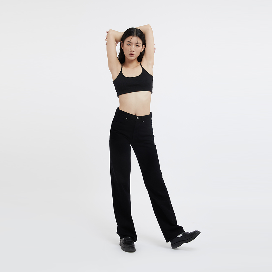 TheBlueTshirt - Áo Hai Dây Nữ Màu Đen - The Eyeconic Rib Bra - Black