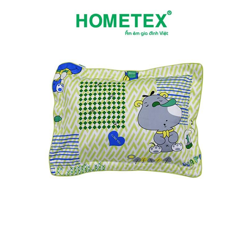 Gối nằm Hometex cho bé 100% cotton - viền bèo cotton hoa thoáng mát ( có 2 size )