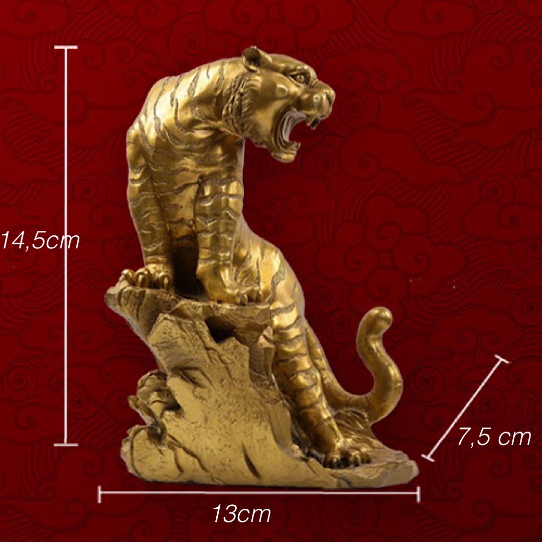 TƯỢNG CỌP - MÃNH HỔ BẰNG ĐỒNG PHONG THUỶ CAO 14 cm