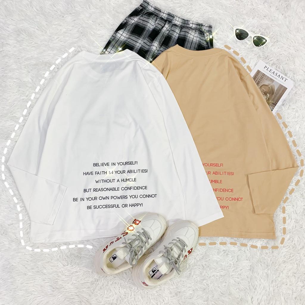 Áo thun dài tay BELIEVE phông Unisex nam nữ tee oversize form rộng pull Ulzzang Streetwear Hàn Quốc vải mềm