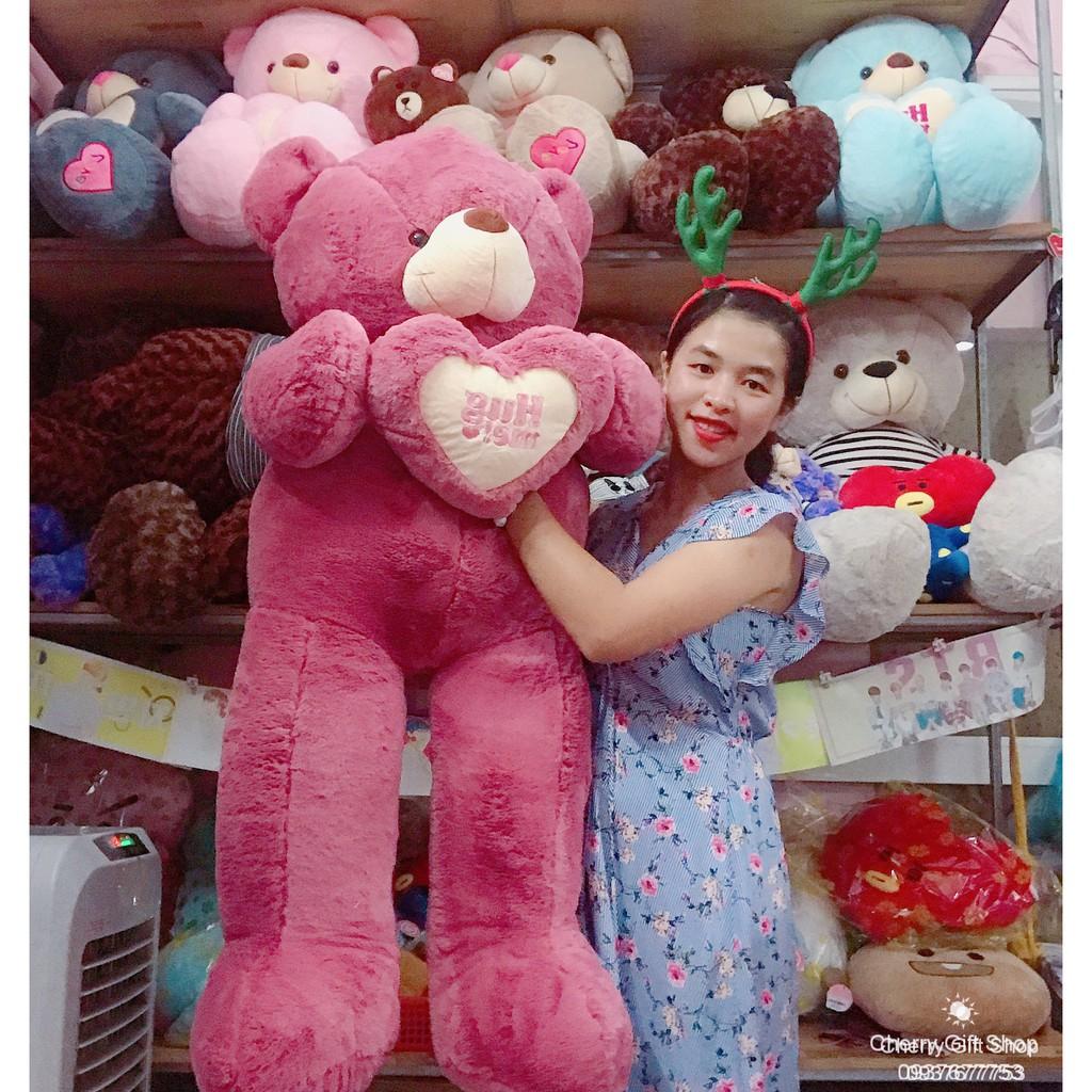 Gấu Bông Teddy Ôm Tim Khổng Lồ 1m5 Ảnh Shop Chụp