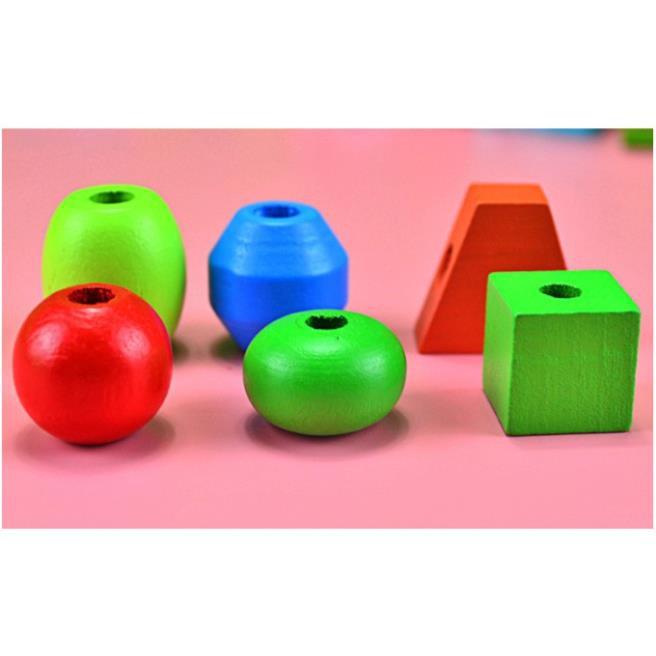 Hộp Xâu Hạt gỗ To ~ 60 chi tiết cho bé-