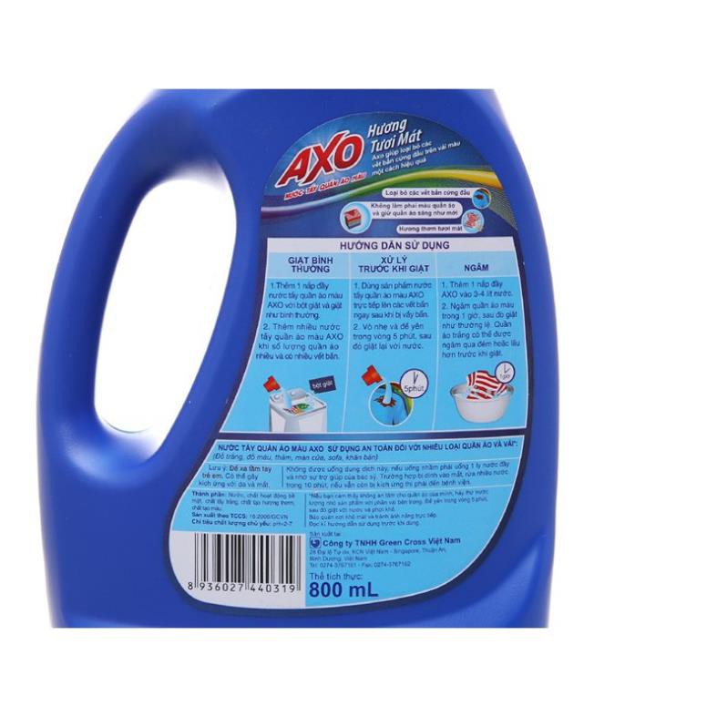 COMBO 2 Chai Nước Tẩy Quần Áo Axo Hương Tươi Mát 800ml X2