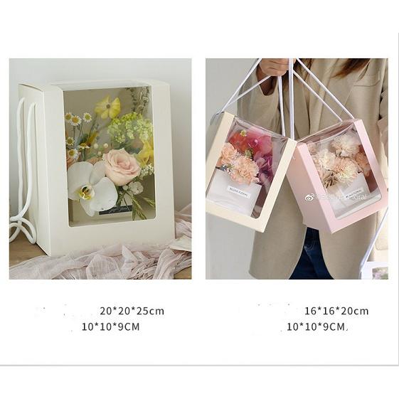 TÚI HỘP CẮM HOA QUÀ TẶNG - Túi giấy mica đựng hoa trang trí phong cách Hàn Quốc (không gồm hoa)