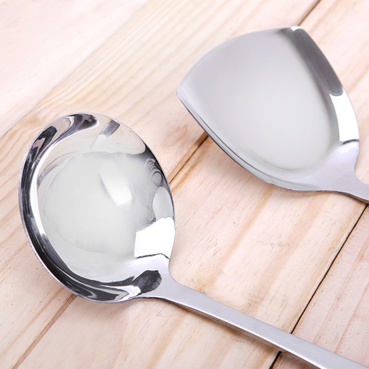 Bộ muôi đặc, muôi thủng , xẻng lật inox 304 cán dài chống gỉ cao cấp