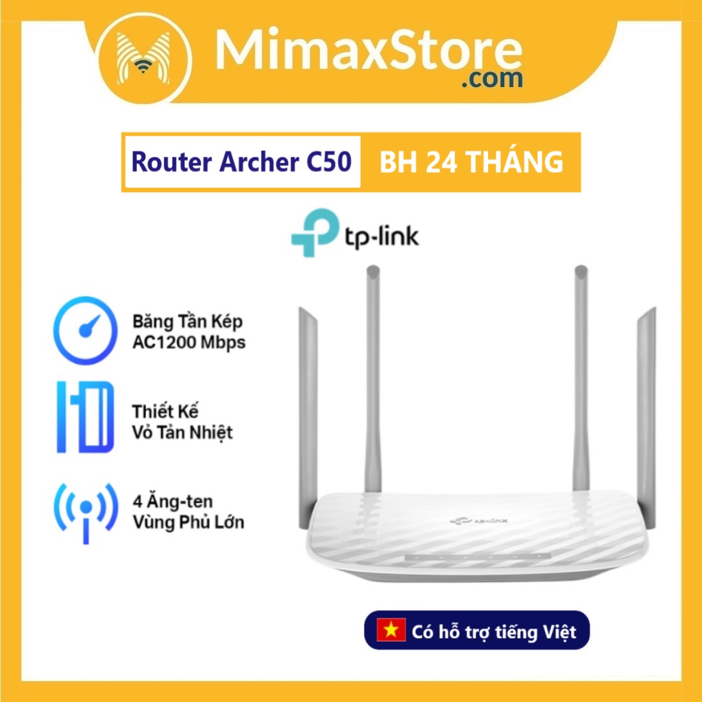 Bộ Phát Wifi  Băng Tần Kếp Tp-Link Archer C50 AC1200 | Hàng Chính Hãng