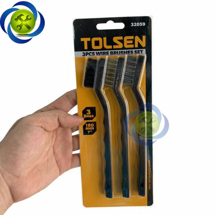 Bàn chải sợi thép Tolsen 32059 (3 cái) dài 180mm