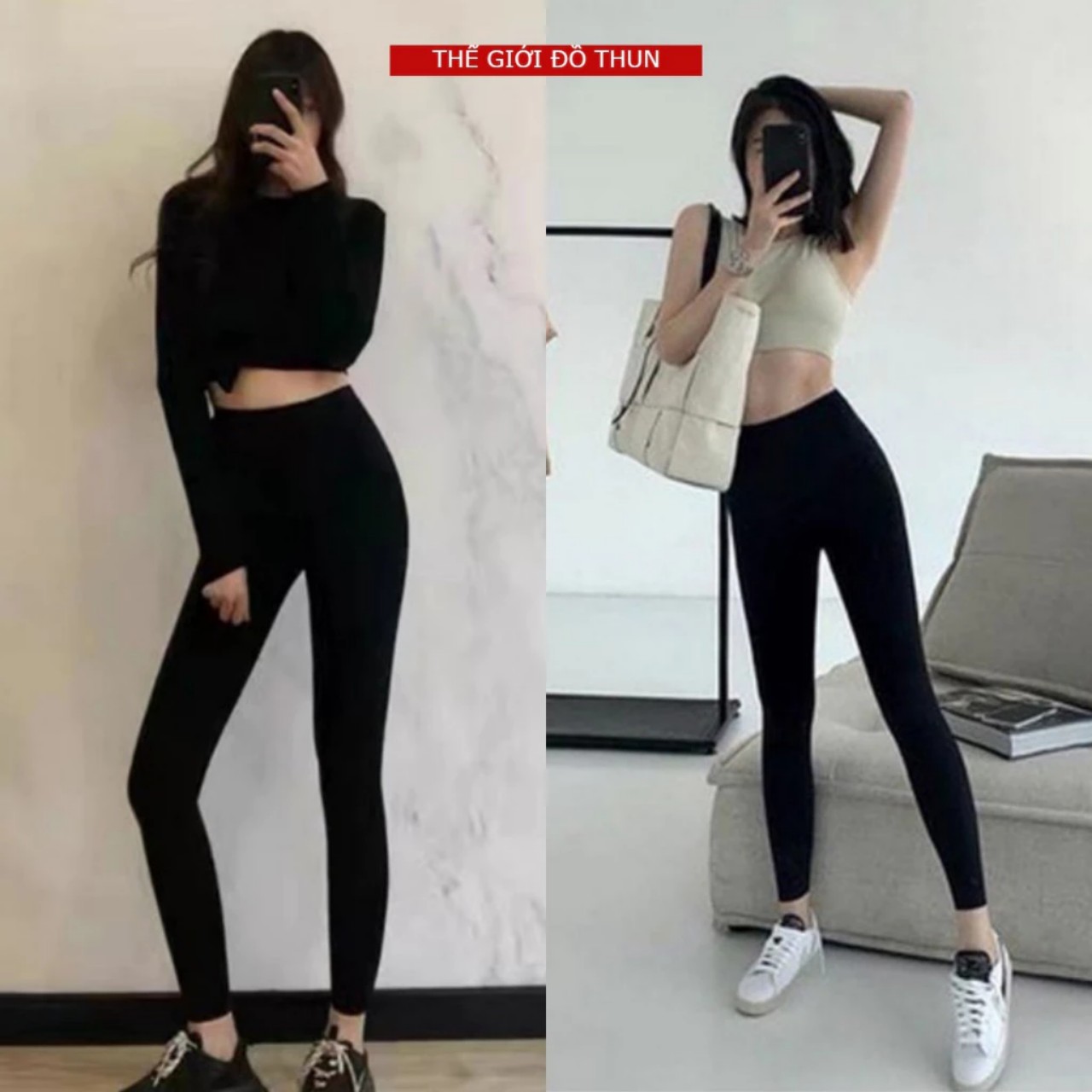Quần Legging Dài Mặc bốn mùa, Co Giãn Tốt,Dày Dặn, Đi Dạo Dáng Ôm Body Tôn Dáng chất thun co giãn 4 chiều