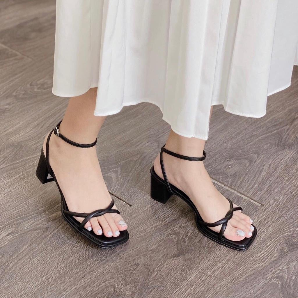 SANDAL CAO GÓT QUAI MÃNH CHÉO THỜI TRANG 7CM DA PU CAO CẤP. STYLE HÀN QUỐC