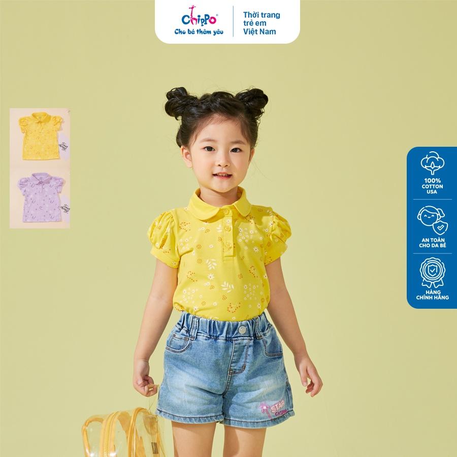 Áo Polo Chippo cho bé Gái chất liệu 100% Cotton áo thun sơ mi đi học cho bé từ 2 đến 6 tuổi (12-22Kg)