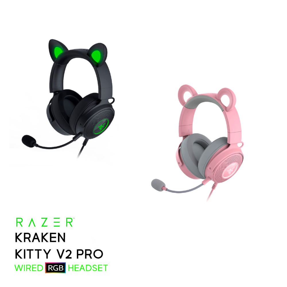 Tai nghe có dây chùm đầu Razer Kraken Kitty Edition V2 Pro-Wired RGB Headset with Interchangeable Ears_Mới, hàng chính hãng