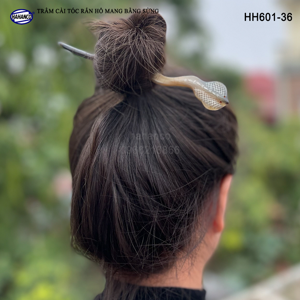 Trâm cài tóc rắn hổ mang bằng sừng - đục khắc hình đẹp - phong cách cá tính (HH601-36)