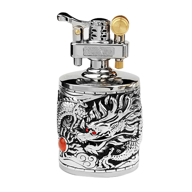 Hộp Qụet Bật Lửa Xăng Đá CF206 Họa Tiết Rồng Cuốn Đẹp Độc Lạ - Dùng Xăng Bấc Đá Cao Cấp