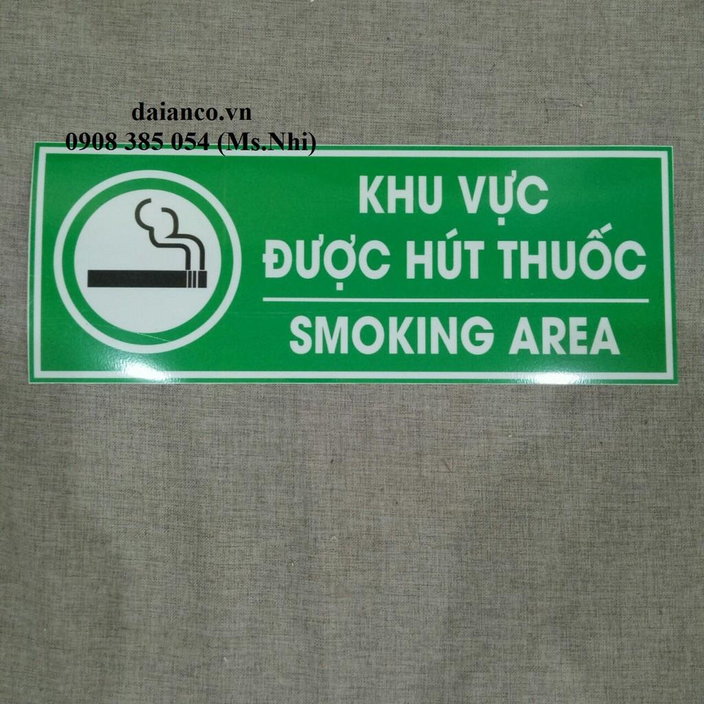Combo 3 tấm decal dán nội dung "khu vực hút thuốc''- KT 15x40cm- Hình thật, hàng sẵn