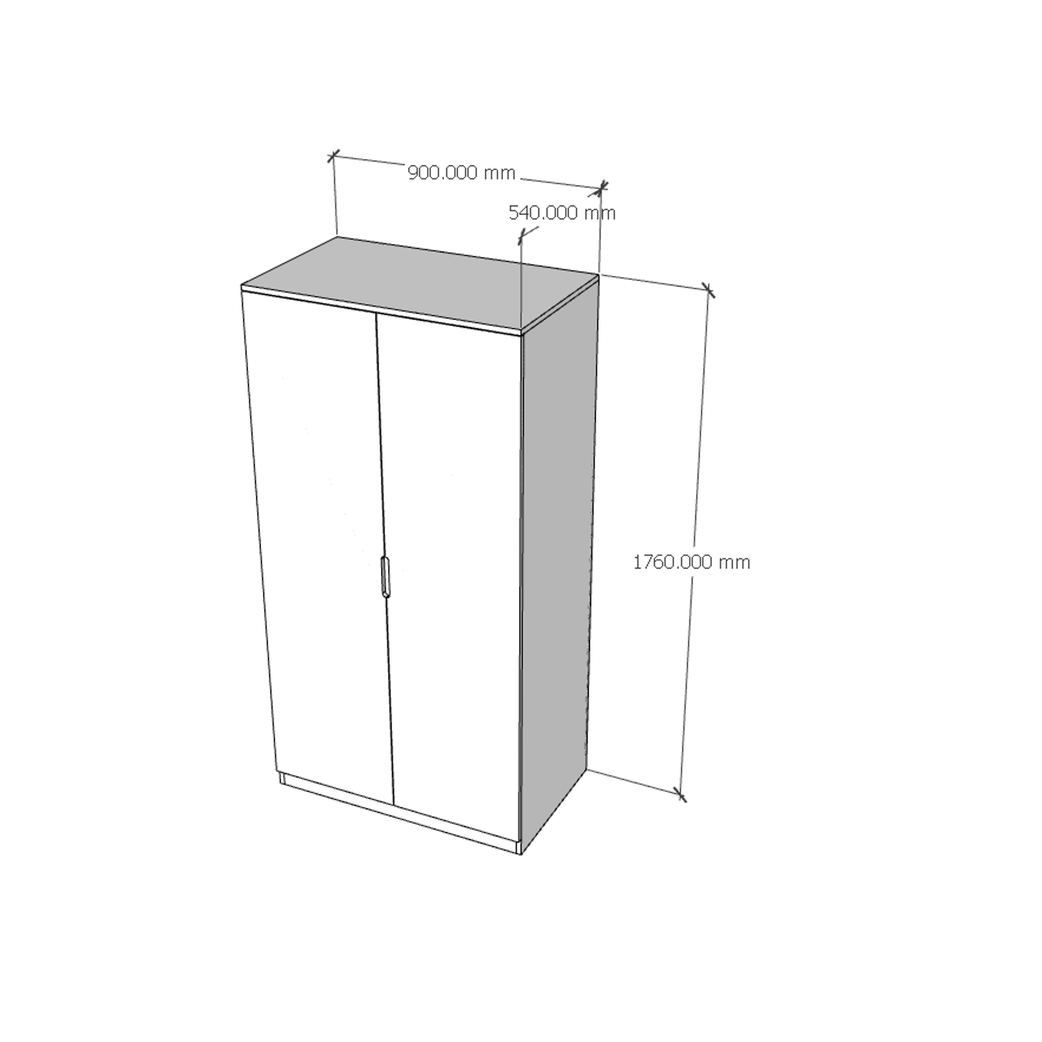 [Happy Home Furniture] MOLLY, Tủ quần áo 2 cánh mở, 90cm x 54cm x 176cm ( DxRxC), TCM_108