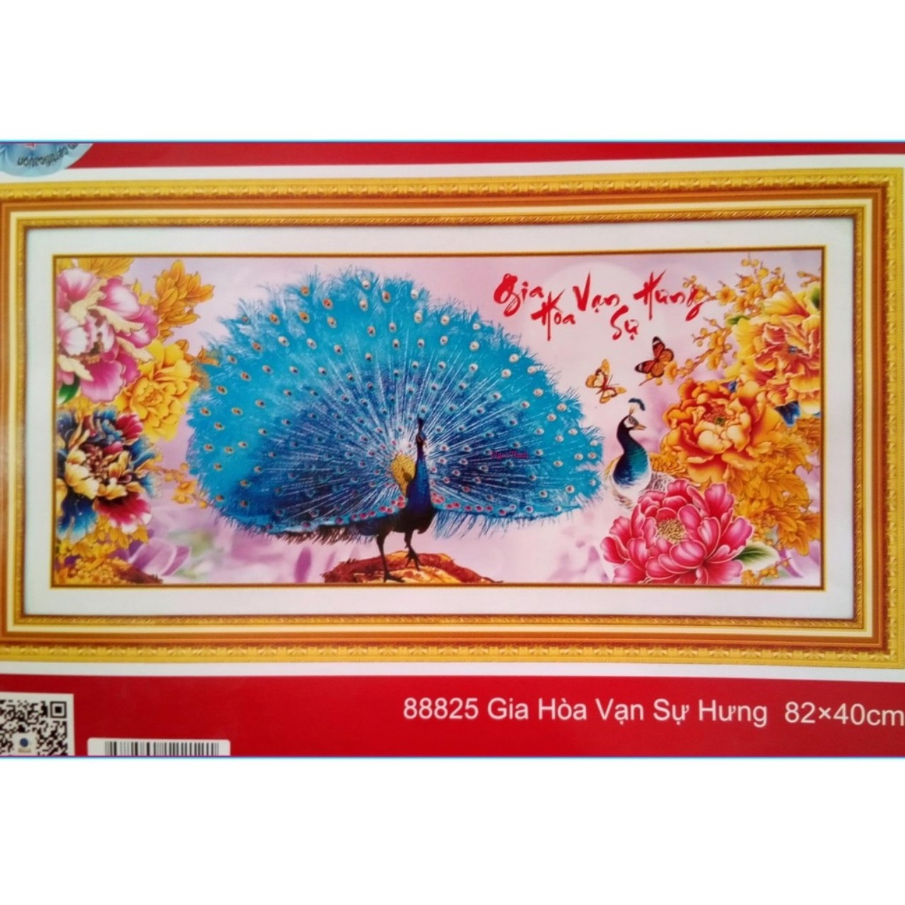 tranh thêu chữ thập Gia hòa vạn sự hưng 82x40cm - chưa thêu