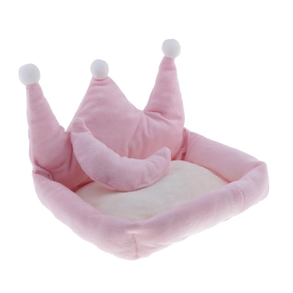 Cute Crown Shape Dog Sleeping Bed Cozy Winter Warm Cat Dog House Pink
