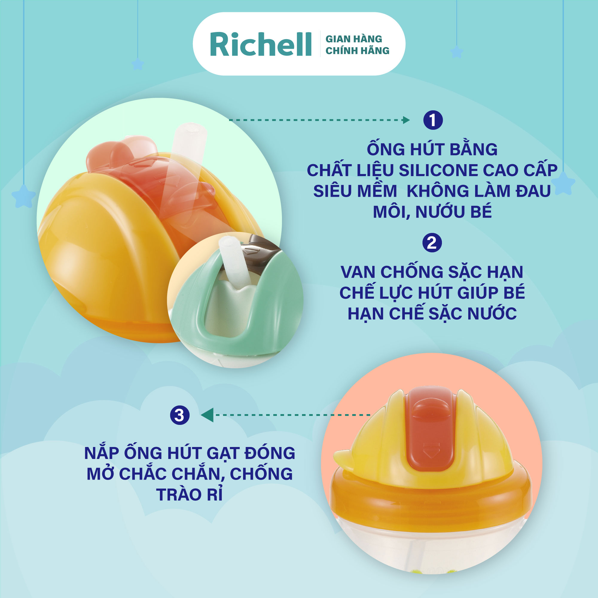 Bình ống hút MUGTRE Richell Nhật Bản | Baby