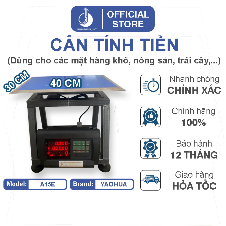 Cân Điện Tử Tính Tiền A15E - Mặt Bàn Cân 300X400MM