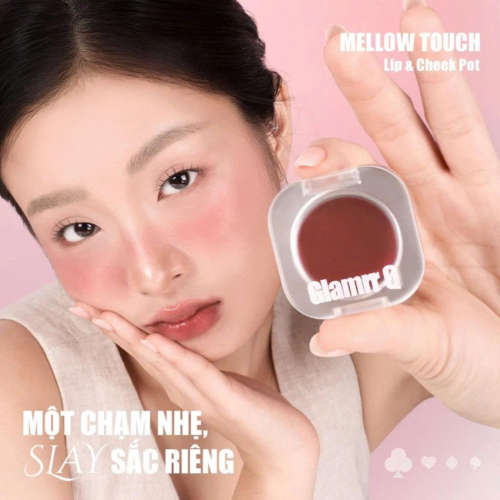 [MỚI] Má Hồng Kem Đa Năng 3-in-1 Trang Điểm Má Mắt Môi Mịn Lì Dễ Tán Bền Màu Glamrr Q Mellow Touch Lip Cheek Pot (1.8g) màu 01
