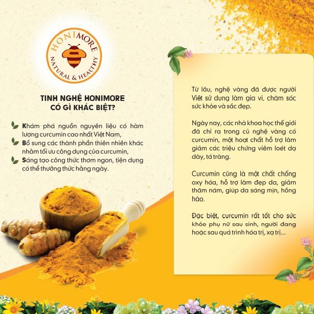 Combo Tinh nghệ nếp vàng Honimore 200g + Mật ong rừng Hoa Cao Nguyên 360g - Giúp hỗ trợ cải thiện đau dạ dày, chăm sóc da, tăng cường sức khỏe