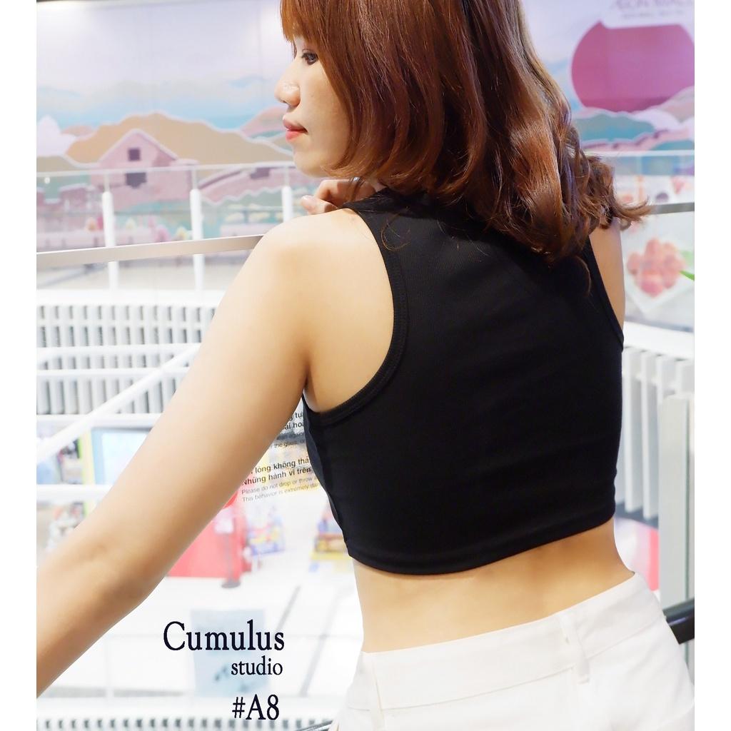 Áo croptop ba lỗ lai bầu Cumulus chất thun gân A08