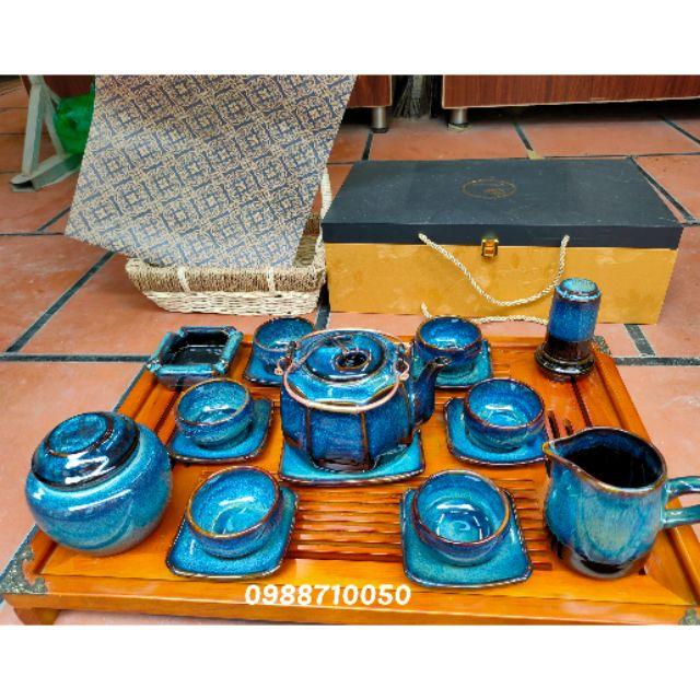 Bộ ấm trà lục giác men hoả biến