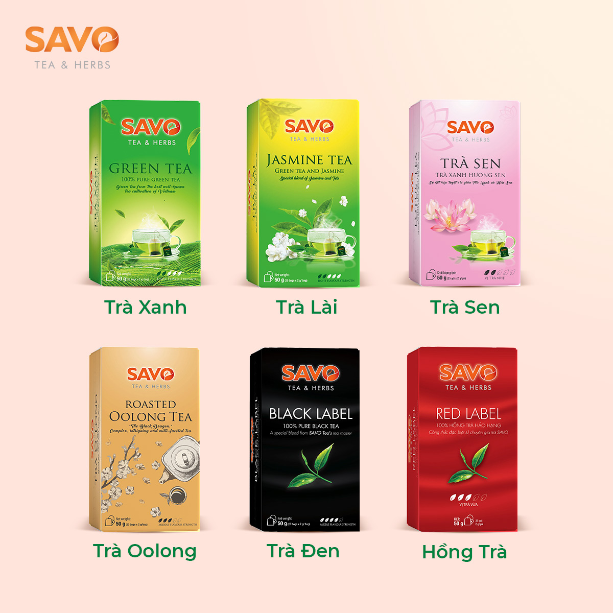 Trà Earl-Grey Trà Bá Tước SAVO Tea (Earl Grey Tea) - Hộp 25 Gói x 2g