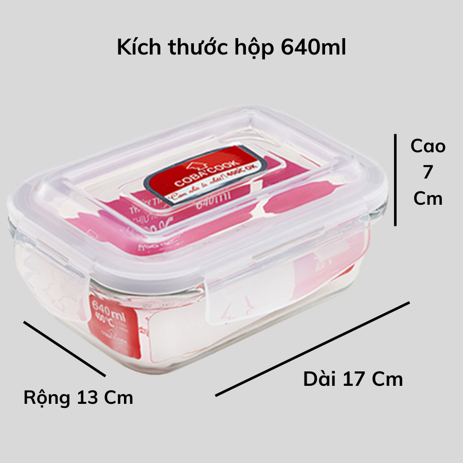 Bộ 2 Hộp Cơm Chia 2 Ngăn Và Hộp 640ml Kèm Túi Giữ Nhiệt COBACOOK- CCL6NL62BS