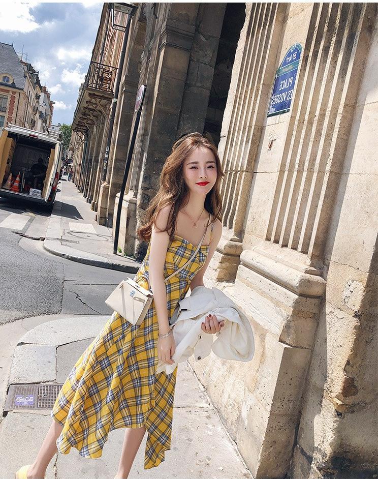 Đầm maxi vàng nữ xinh xắn HATI - DMX044